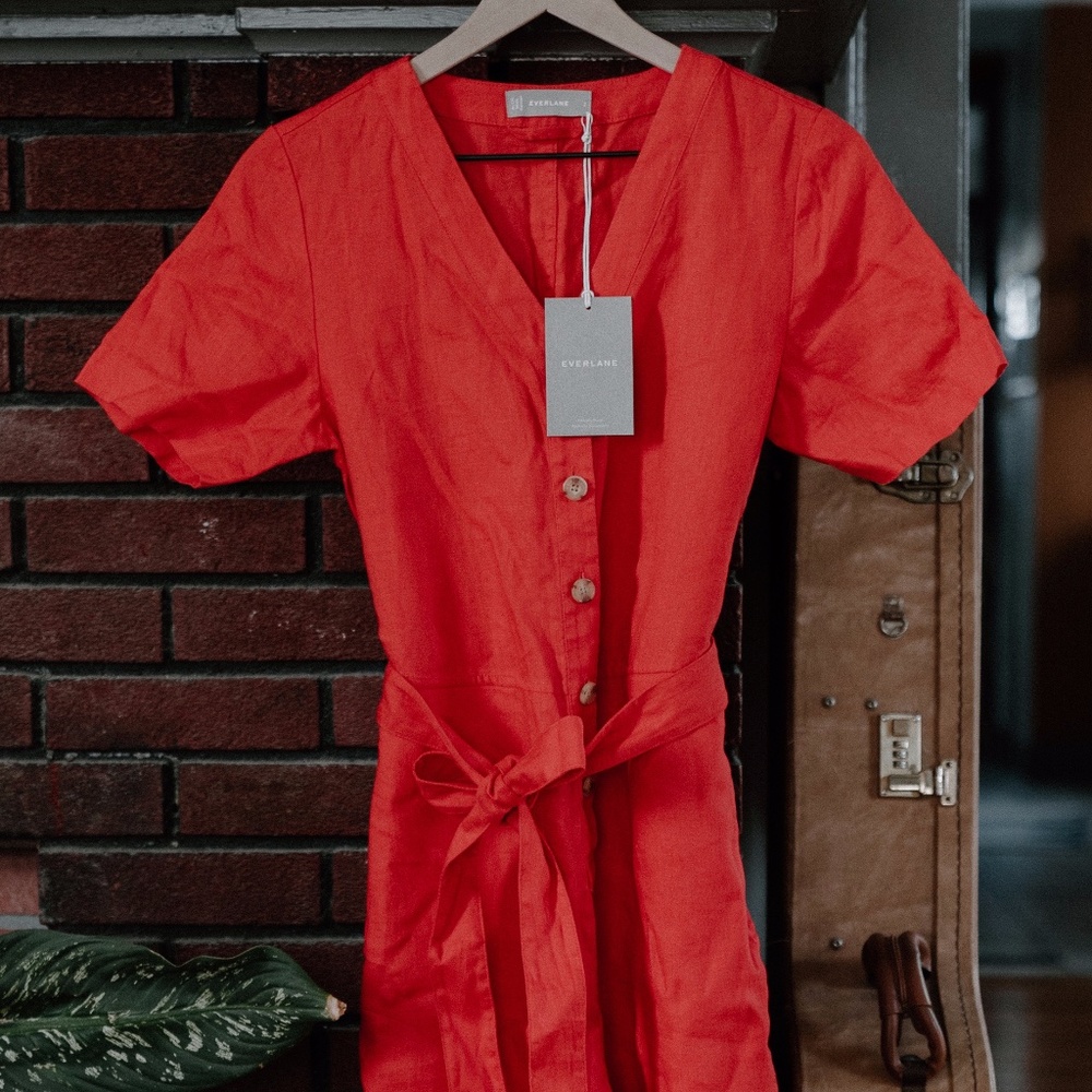 The Linen Short-Sleeve Jumpsuit